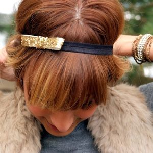 the lil' sparkle bows- gold sparkle bow headband